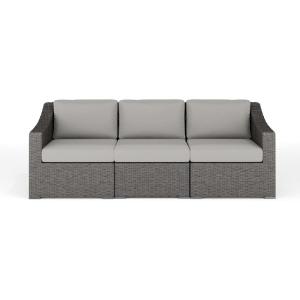 imageMartha Stewart Bedford IndoorOutdoor Modular Patio Sofa for 3 with Rattan Wicker Finish in Gray with Gray AllWeather Cushions