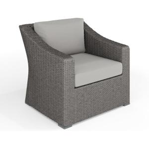 imageMartha Stewart Bedford IndoorOutdoor Patio Accent Chair with Rattan Wicker Finish in Gray with Gray AllWeather CushionsGray CushionsGray Frame