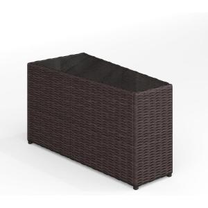 imageMartha Stewart Bedford IndoorOutdoor Tapered Patio Side Table with Inset Tempered Glass Top and Rattan Wicker Finish in GrayBrown