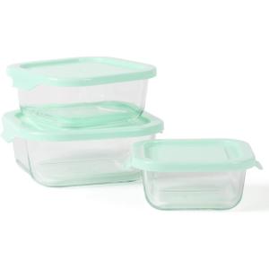 imageMartha Stewart Langstaff 6 Piece 60 oz 37 oz 17 oz Square Stackable Container Set wMartha Blue LidSquare 27oz  176oz  108oz
