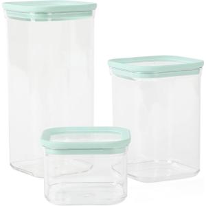 imageMartha Stewart Langstaff 6 Piece 60 oz 37 oz 17 oz Square Stackable Container Set wMartha Blue LidSquare 60oz  37oz  17oz