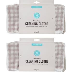 imageMartha Stewart Microfiber Cleaning Cloths UltraAbsorbent LintFree Cleaning Towels for Home ampamp Kitchen Faux Bois Design 11 Inches 24 CountGrey Gingham