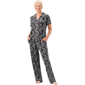 imageMartha Stewart Sleepwear for Women  Lightweight Cooling Rayon 2Pc Notch Collar Short Sleeve Pajama Set  Soft ampamp ComfortableAnthracite