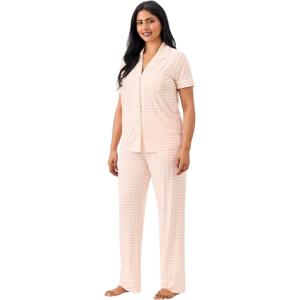 imageMartha Stewart Sleepwear for Women  Lightweight Cooling Rayon 2Pc Notch Collar Short Sleeve Pajama Set  Soft ampamp ComfortableEvening Sand