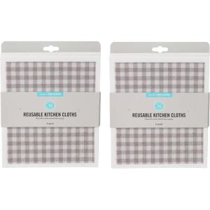 imageMartha Stewart Swedish Kitchen Absorbent Sponge Dish Cloths Stripes 8 CountGrey Gingham