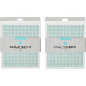 imageMartha Stewart Swedish Kitchen Absorbent Sponge Dish Cloths Stripes 8 CountTeal Gingham