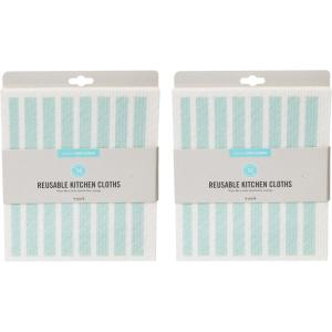 imageMartha Stewart Swedish Kitchen Absorbent Sponge Dish Cloths Stripes 8 CountTeal Stripes