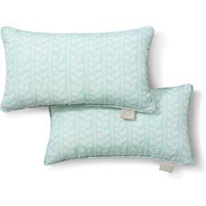 imageMartha Stewart Vineyard Vines Indoor Outdoor Decorative Lumbar Pillow 2Pack Set UV Fade Resistant Water Repellent Printed Garden Design Warm Grey 11quotx18quotAqua Blue