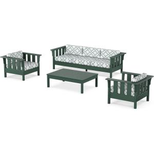 imageMartha Stewart by POLYWOOD Acadia 4Piece Deep Seating Set with Sofa in GreenTrellis Glacier Spa