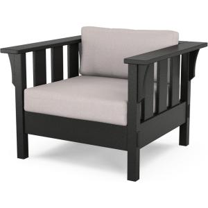 imageMartha Stewart by POLYWOOD Acadia Deep Seating Chair in TeakDune BurlapBlack  Dune Burlap