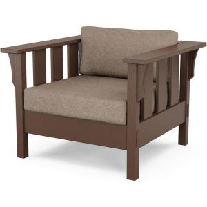 imageMartha Stewart by POLYWOOD Acadia Deep Seating Chair in TeakDune BurlapMahogany  Spiced Burlap