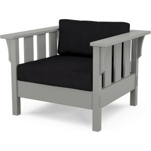 imageMartha Stewart by POLYWOOD Acadia Deep Seating Chair in TeakDune BurlapSlate Grey  Midnight Linen