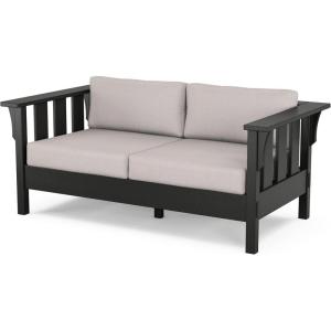 imageMartha Stewart by POLYWOOD Acadia Deep Seating Loveseat in SandAsh CharcoalBlack  Dune Burlap