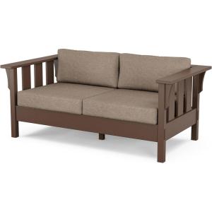 imageMartha Stewart by POLYWOOD Acadia Deep Seating Loveseat in SandAsh CharcoalMahogany  Spiced Burlap