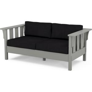 imageMartha Stewart by POLYWOOD Acadia Deep Seating Loveseat in SandAsh CharcoalSlate Grey  Midnight Linen