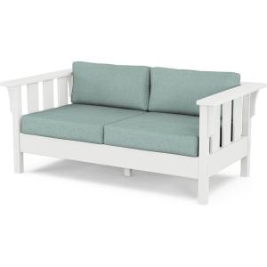 imageMartha Stewart by POLYWOOD Acadia Deep Seating Loveseat in SandAsh CharcoalWhite  Glacier Spa