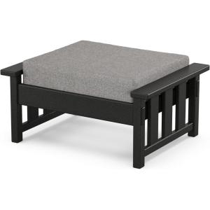 imageMartha Stewart by POLYWOOD Acadia Deep Seating Ottoman in TeakDune BurlapBlack  Grey Mist
