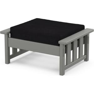 imageMartha Stewart by POLYWOOD Acadia Deep Seating Ottoman in TeakDune BurlapSlate Grey  Midnight Linen