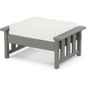 imageMartha Stewart by POLYWOOD Acadia Deep Seating Ottoman in TeakDune BurlapSlate Grey  Natural Linen