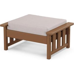 imageMartha Stewart by POLYWOOD Acadia Deep Seating Ottoman in TeakDune BurlapTeak  Dune Burlap