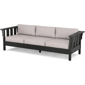 imageMartha Stewart by POLYWOOD Acadia Deep Seating Sofa Slate GreyNatural LinenBlack  Dune Burlap