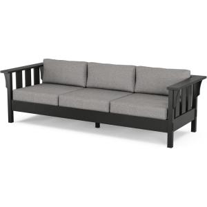 imageMartha Stewart by POLYWOOD Acadia Deep Seating Sofa Slate GreyNatural LinenBlack  Grey Mist