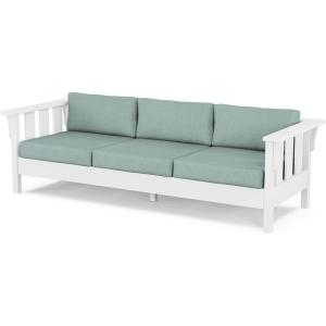 imageMartha Stewart by POLYWOOD Acadia Deep Seating Sofa Slate GreyNatural LinenWhite  Glacier Spa