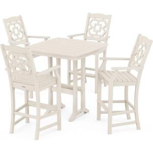imageMartha Stewart by POLYWOOD Chinoiserie 5Piece Bar Set with Trestle Legs MahoganySand
