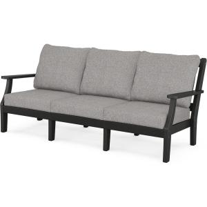 imageMartha Stewart by POLYWOOD Chinoiserie Deep Seating Sofa WhiteGlacier SpaBlack  Grey Mist