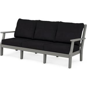 imageMartha Stewart by POLYWOOD Chinoiserie Deep Seating Sofa WhiteGlacier SpaSlate GreyMidnight Linen