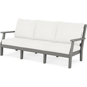 imageMartha Stewart by POLYWOOD Chinoiserie Deep Seating Sofa WhiteGlacier SpaSlate GreyNatural Linen