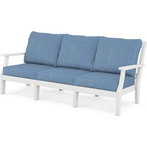 imageMartha Stewart by POLYWOOD Chinoiserie Deep Seating Sofa WhiteGlacier SpaWhiteSky Blue