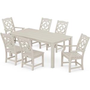 imageMartha Stewart by POLYWOOD Exclusive Chinoiserie 7Piece Parsons Dining Set BlackSand