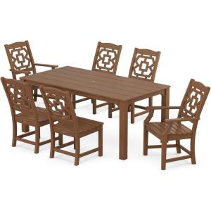 imageMartha Stewart by POLYWOOD Exclusive Chinoiserie 7Piece Parsons Dining Set BlackTeak