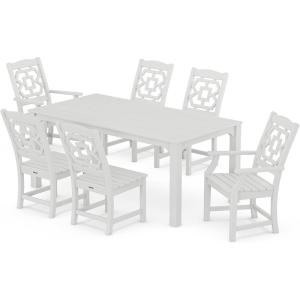 imageMartha Stewart by POLYWOOD Exclusive Chinoiserie 7Piece Parsons Dining Set BlackWhite