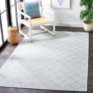 imageMartha Stewart x SAFAVIEH Outdoor Area Rug Collection  8 x 10 Blue ampamp Beige Weather Resistant ampamp Washable Ideal for Patio Backyard Mudroom Deck Dining Space MSR4491MAqua
