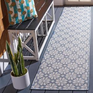 imageMartha Stewart x SAFAVIEH Outdoor Area Rug Collection  8 x 10 Blue ampamp Beige Weather Resistant ampamp Washable Ideal for Patio Backyard Mudroom Deck Dining Space MSR4491MNavyIvory