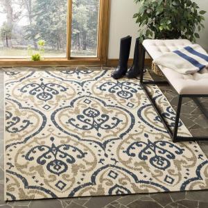 imageMartha Stewart x SAFAVIEH Outdoor Area Rug Collection  8 x 112quot Beige ampamp Anthracite Weather Resistant ampamp Washable Ideal for Patio Backyard Mudroom Deck Dining Space MSR411423612BeigeNavy