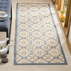 imageMartha Stewart x SAFAVIEH Outdoor Area Rug Collection  8 x 112quot Beige ampamp Sweet Pea Weather Resistant ampamp Washable Ideal for Patio Backyard Mudroom Deck Dining Space MSR4262Azurite