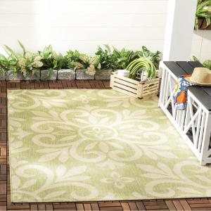 imageMartha Stewart x SAFAVIEH Outdoor Area Rug Collection  8 x 112quot Cinnamon Stick Weather Resistant ampamp Washable Ideal for Patio Backyard Mudroom Deck Dining Space MSR4229231Beach Grass
