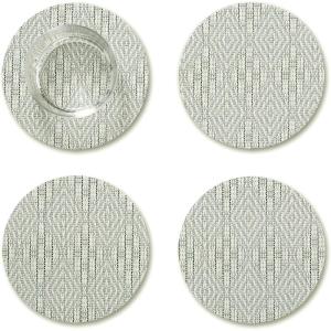 imageMartha by Martha Stewart  Chilewich Boxwood Coasters in Sea  Set of 4  StainResistant Woven Textile with Recycled Felt Backing  5quot RoundAbalone