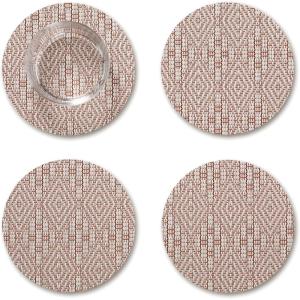 imageMartha by Martha Stewart  Chilewich Boxwood Coasters in Sea  Set of 4  StainResistant Woven Textile with Recycled Felt Backing  5quot RoundBurnt Coral