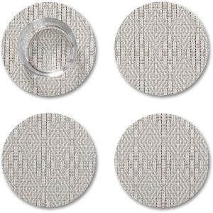 imageMartha by Martha Stewart  Chilewich Boxwood Coasters in Sea  Set of 4  StainResistant Woven Textile with Recycled Felt Backing  5quot RoundFlax