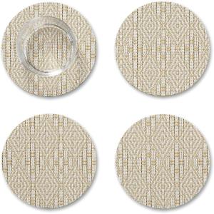 imageMartha by Martha Stewart  Chilewich Boxwood Coasters in Sea  Set of 4  StainResistant Woven Textile with Recycled Felt Backing  5quot RoundWheat
