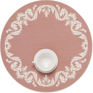 imageMartha by Martha Stewart  Chilewich Scroll Round Set of 4 Placemats in Burnt CoralBurnt Coral