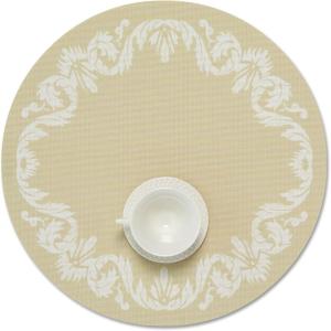 imageMartha by Martha Stewart  Chilewich Scroll Round Set of 4 Placemats in Burnt CoralWheat