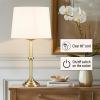 imageHampton Hill Aelorian Table Lamp  Antiqued Brass Nightstand Bedside Lamp Bedford Collection Farmhouse Study Lamp Clear Polarized Cord Socket Swtich Empire Fabric Shade 225quot H