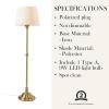 imageHampton Hill Classic Floor Lamp for Bedroom Traditional Standing Lamp for Living Room OffWhite Empire Shade Polarized Plug Clear Cable Tall Iron Frame Office Room LampAntique Brass Aelorian