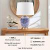 imageHampton Hill Jemma Table Lamp Living Room Decor  Curved Ceramic Base Tapered Drum Shade Modern Home Office Desk Lighting Nightstand Reading Light for Bedroom White 15quot Lx15 Wx26 H
