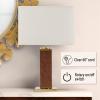 imageINKIVY Table Lamp for Bedroom  Faux Leather Design Gold Accent Nightstand Lamp Rustic Study Lamp Clear Polarized Cord Rotary OnOff Switch inLine Hawley Lamp Decor 22quot H GoldBrown